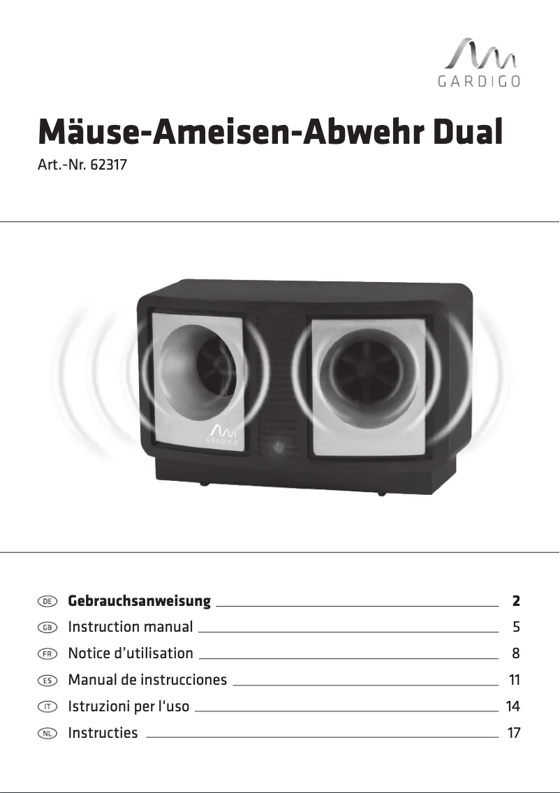 Page n°1 - Manuel utilisateur Gardigo 62317