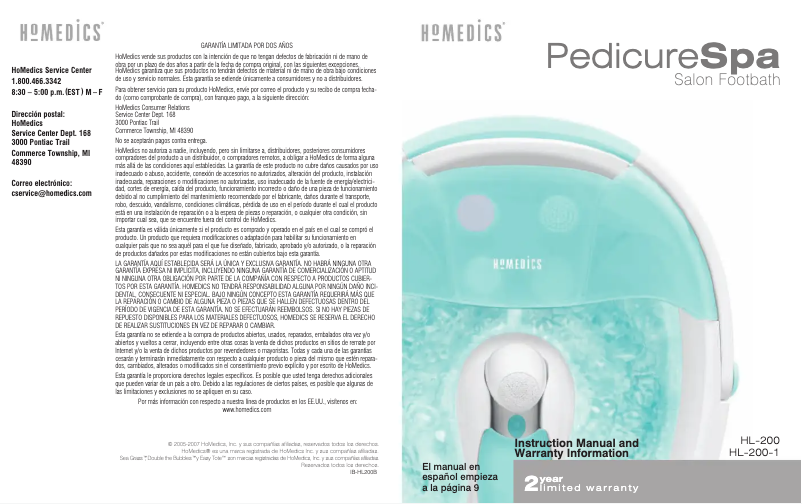 Page 1 de la notice Manuel utilisateur Homedics HL-200