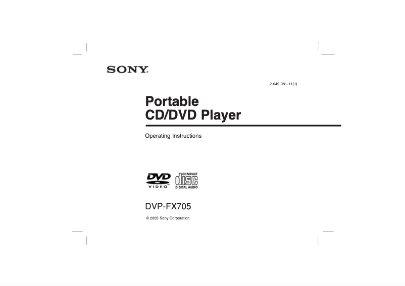 Image de la première page du manuel de l'appareil DVP-FX705