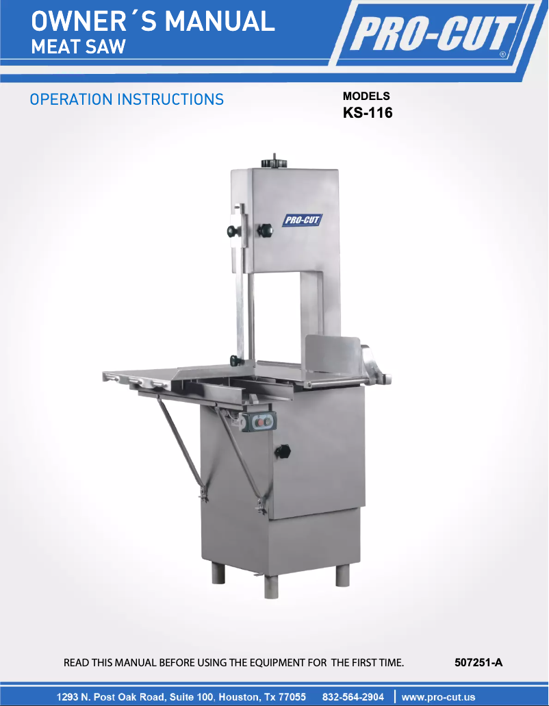Page n°1 - Manuel utilisateur Pro-Cut KS-116