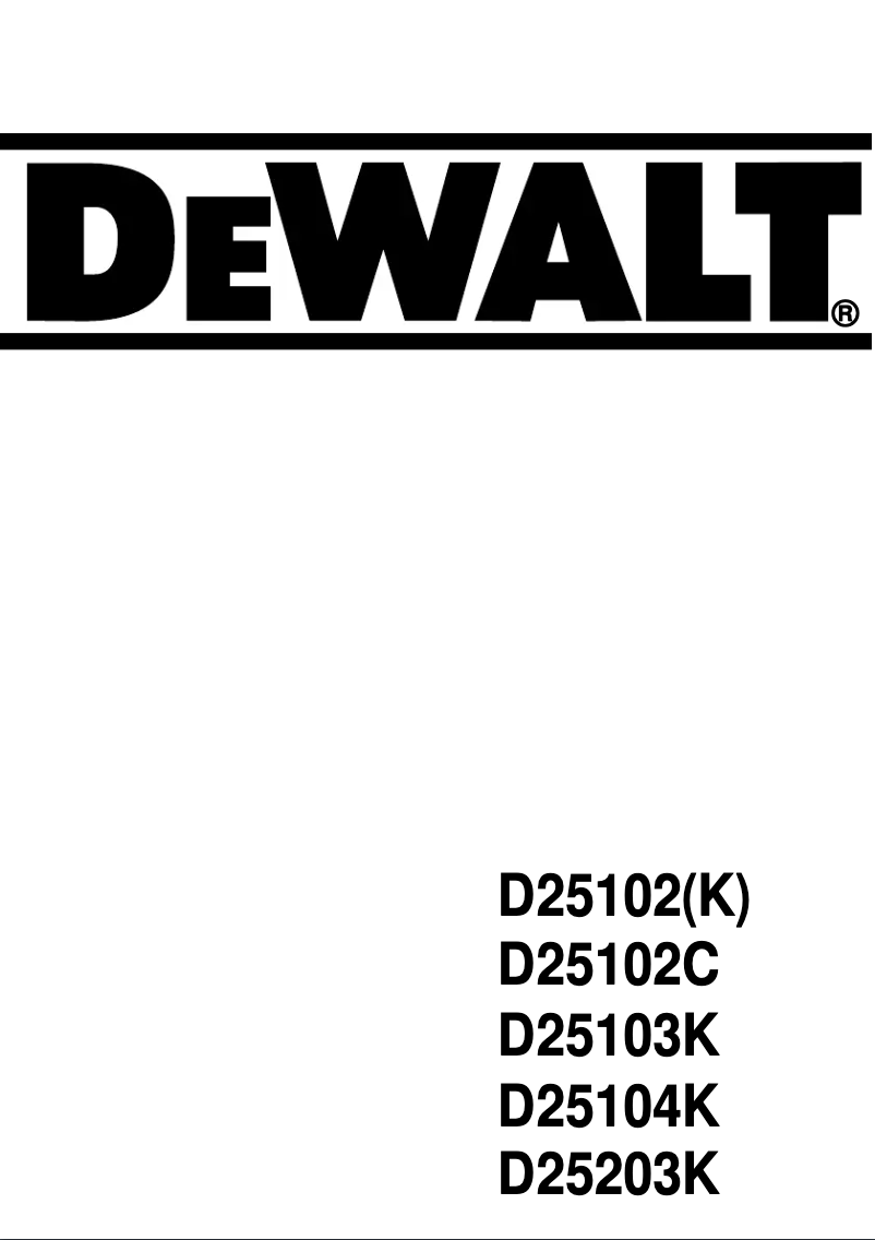 Page n°1 - Manuel utilisateur DeWalt D25104K
