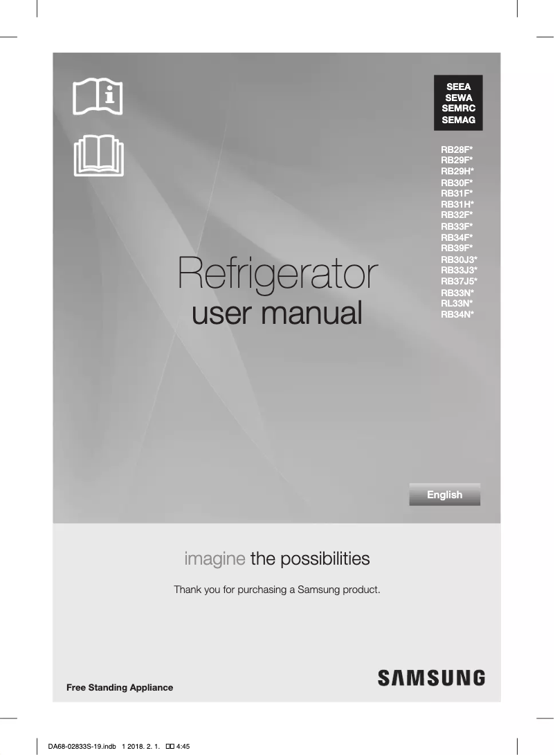 Page 1 de la notice Manuel utilisateur Samsung RB33J3700SA