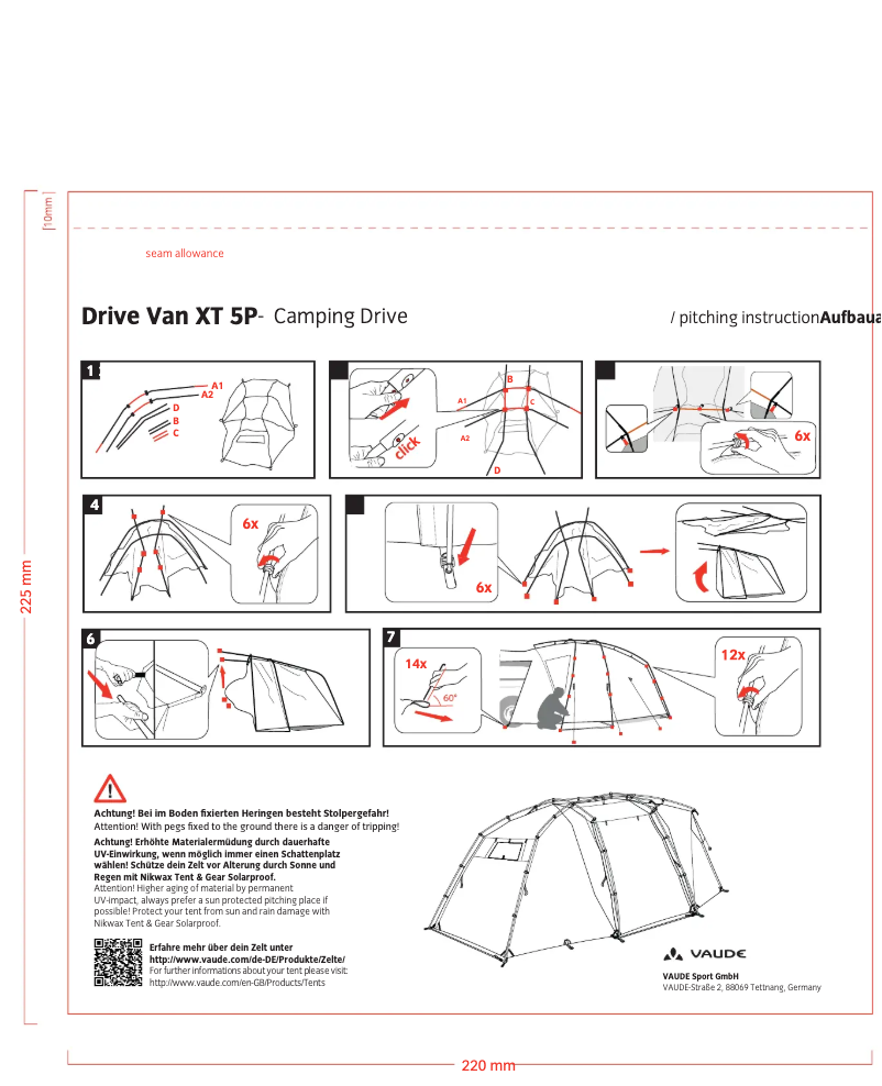 Page n°1 - Manuel utilisateur Vaude Drive Van XT 5P