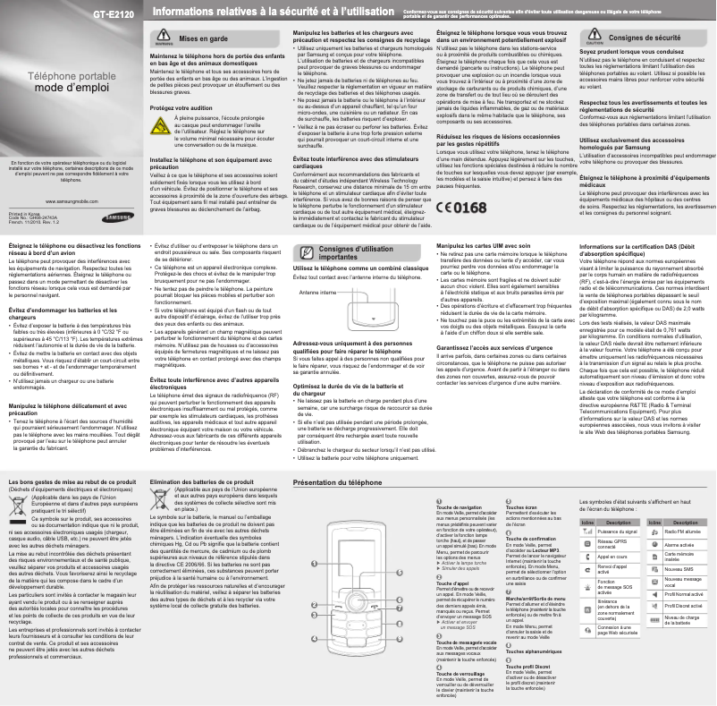 Page n°1 - Manuel utilisateur Samsung GT-E2120B