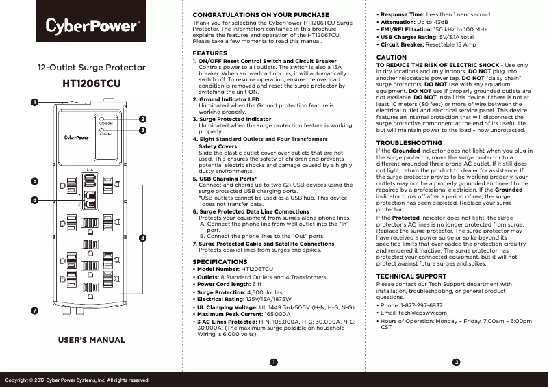 Page n°1 - Manuel utilisateur CyberPower Home Theater HT1206TCU
