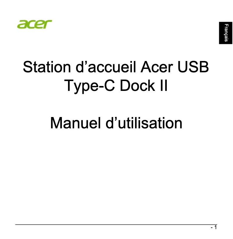 Page n°1 - Manuel utilisateur Acer USB Type-C Dock II