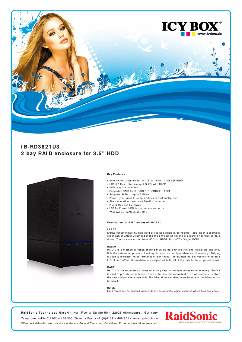 Página 1 del manual Ficha técnica Icy Box IB-RD3621U3