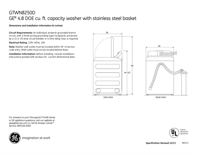 Imagen de la primera página del manual del dispositivo GTWN8250DWS