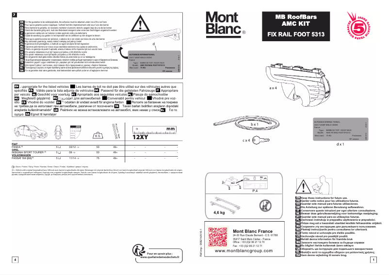 Page 1 de la notice Manuel utilisateur Mont Blanc AMC 5313