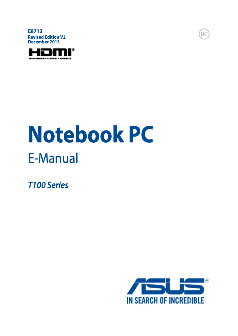 Image de la première page du manuel de l'appareil H100TA-DK031H notebook