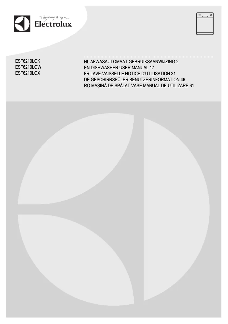 Page 1 de la notice Manuel utilisateur Electrolux ESF6210LOW