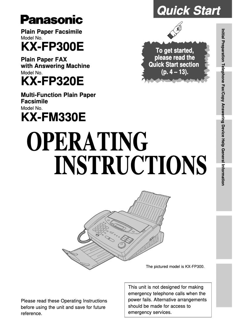 Imagen de la primera página del manual del dispositivo KX-FP320E