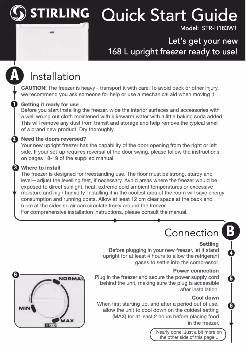 Page 1 of the manual Quick Start Guide Stirling STR-H183W1
