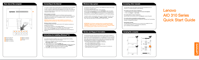 Page n°1 - Manuel utilisateur Lenovo IdeaCentre AIO 310