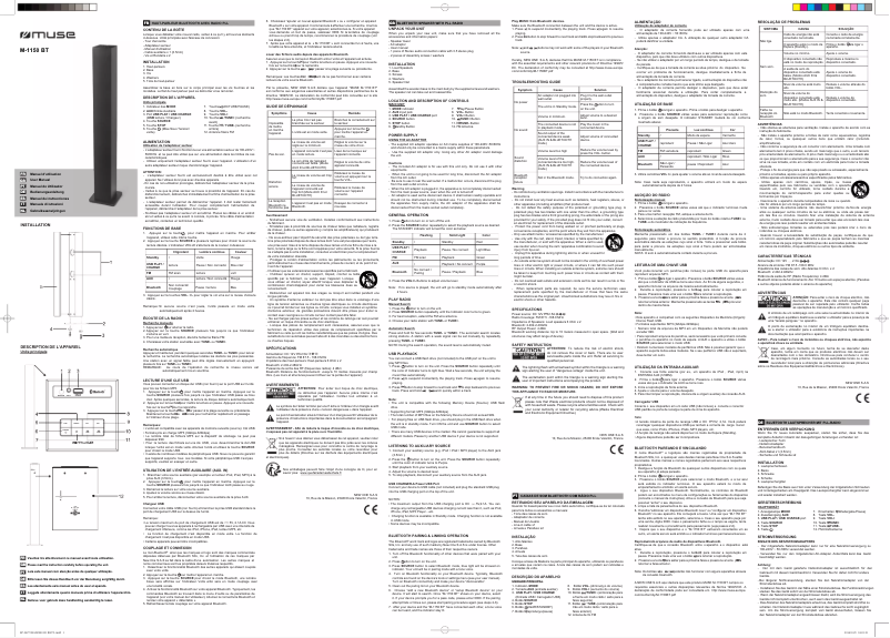 Page n°1 - Manuel utilisateur Muse M-1150 BT