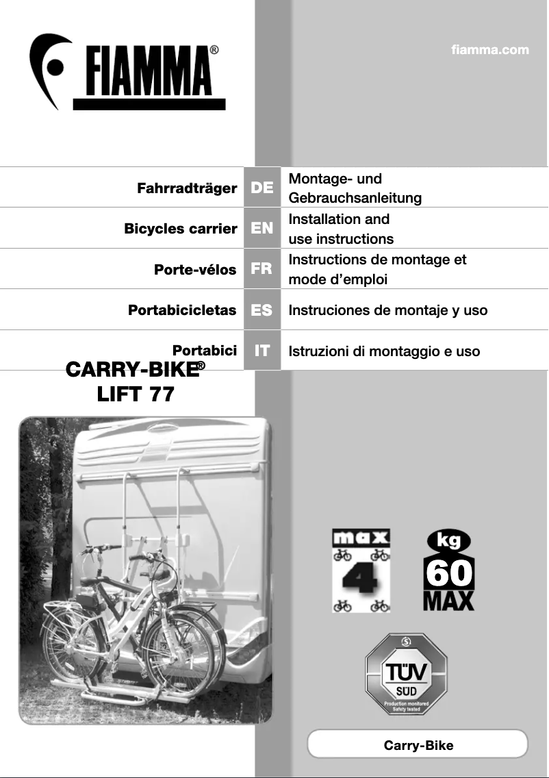 Image de la première page du manuel de l'appareil Carry-Bike Lift 77