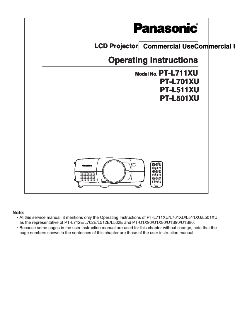 Page 1 de la notice Manuel utilisateur Panasonic PT-L501XU