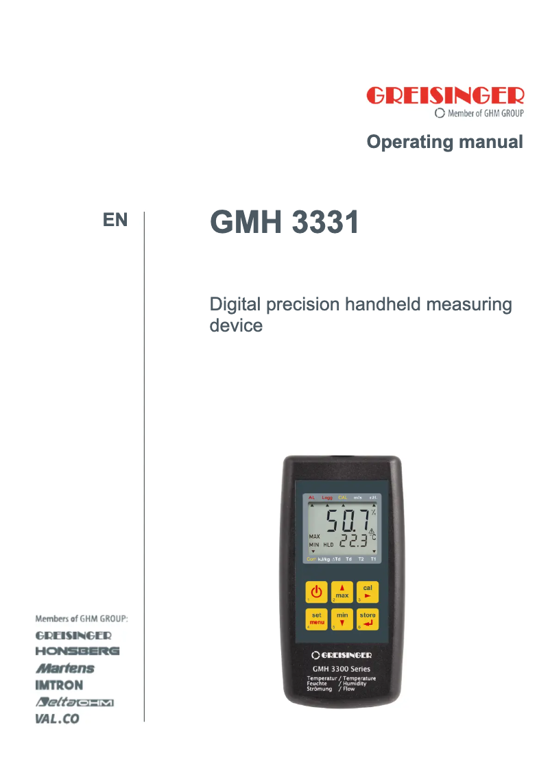 Page 1 de la notice Manuel utilisateur Greisinger GMH 3331