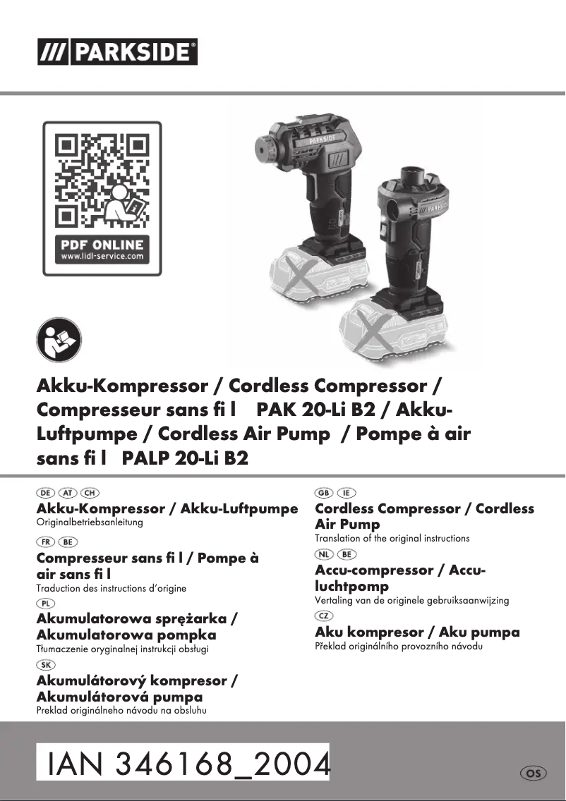 Page n°1 - Manuel utilisateur Parkside PAK 20-Li B2