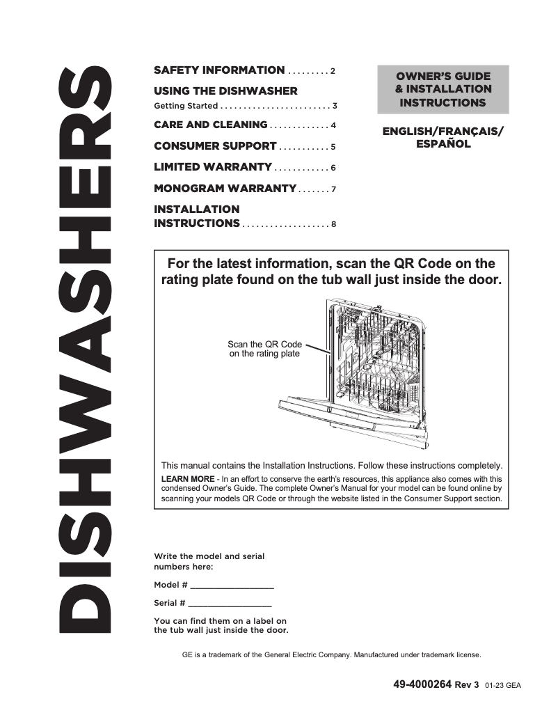 Page n°1 - Guide d'installation GE GDT670SFVDS