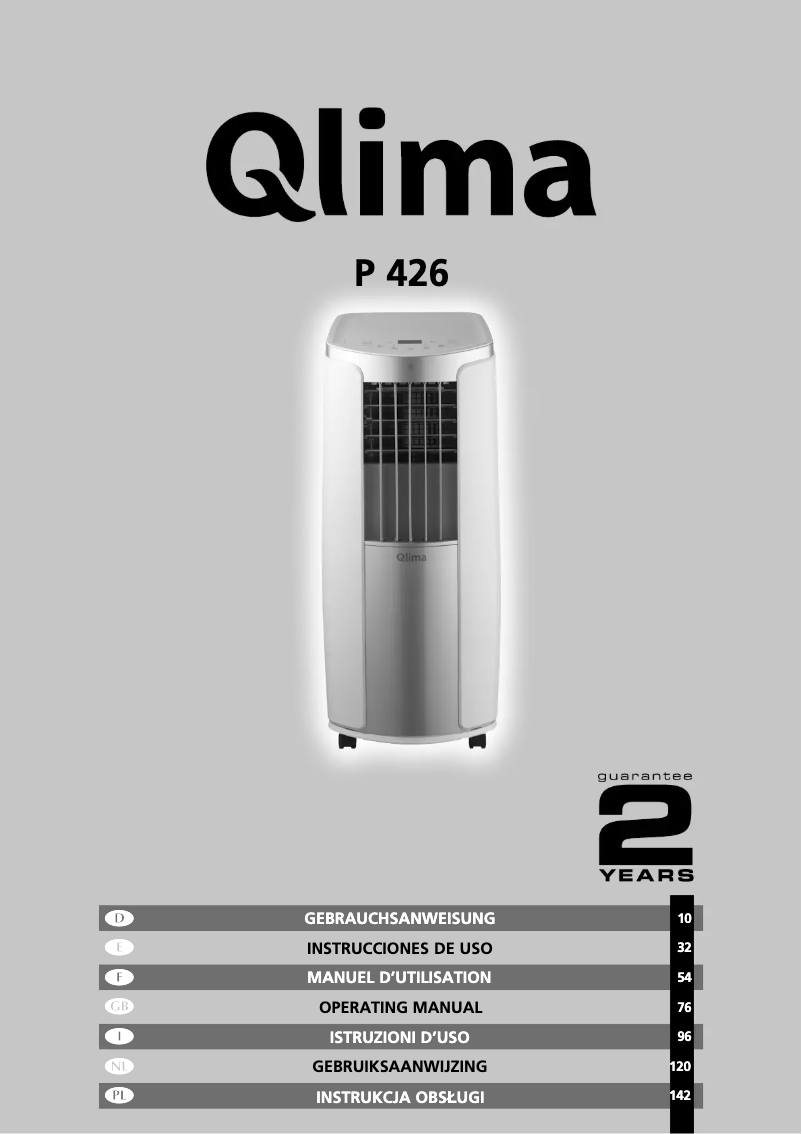 Page 1 de la notice Manuel utilisateur Qlima P426