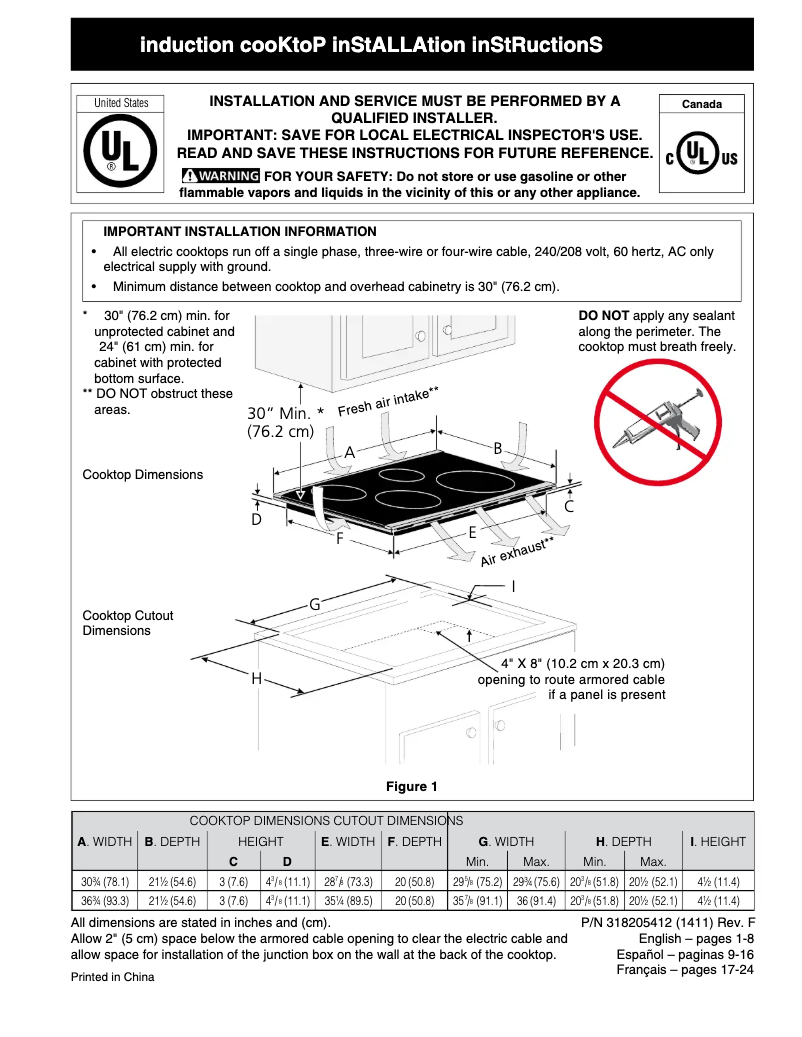 Page 1 de la notice Guide d'installation Electrolux EW30IC60IB