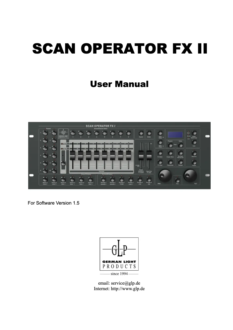Page n°1 - Manuel utilisateur GLP Scan Operator FX II