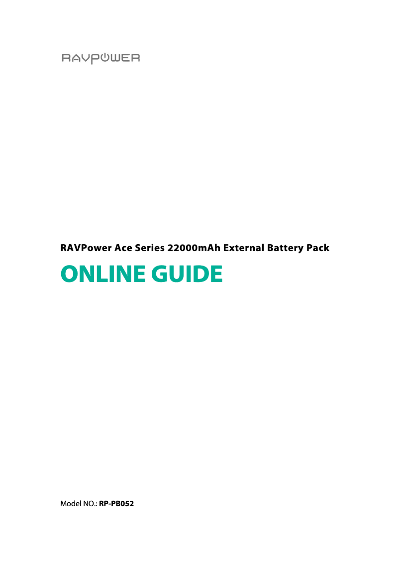 Page 1 de la notice Manuel utilisateur RAVPower RP-PB052-BK