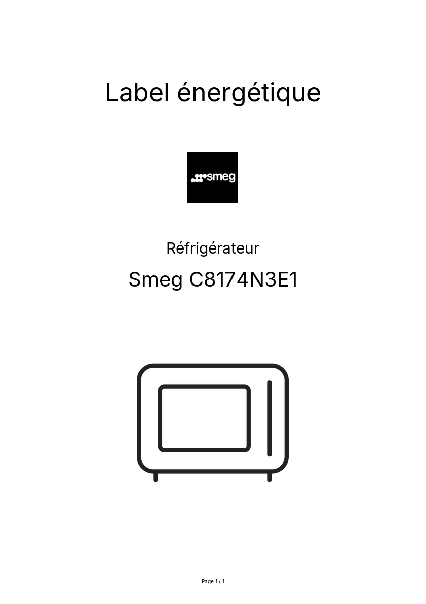 Page n°1 - Label énergétique Smeg C8174N3E1