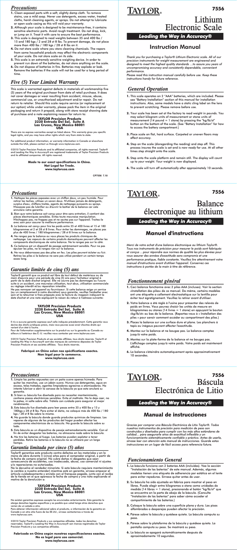 Image de la première page du manuel de l'appareil 7556