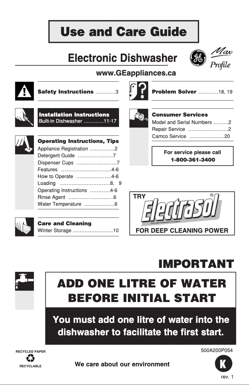 Image de la première page du manuel de l'appareil PDW7211JBB