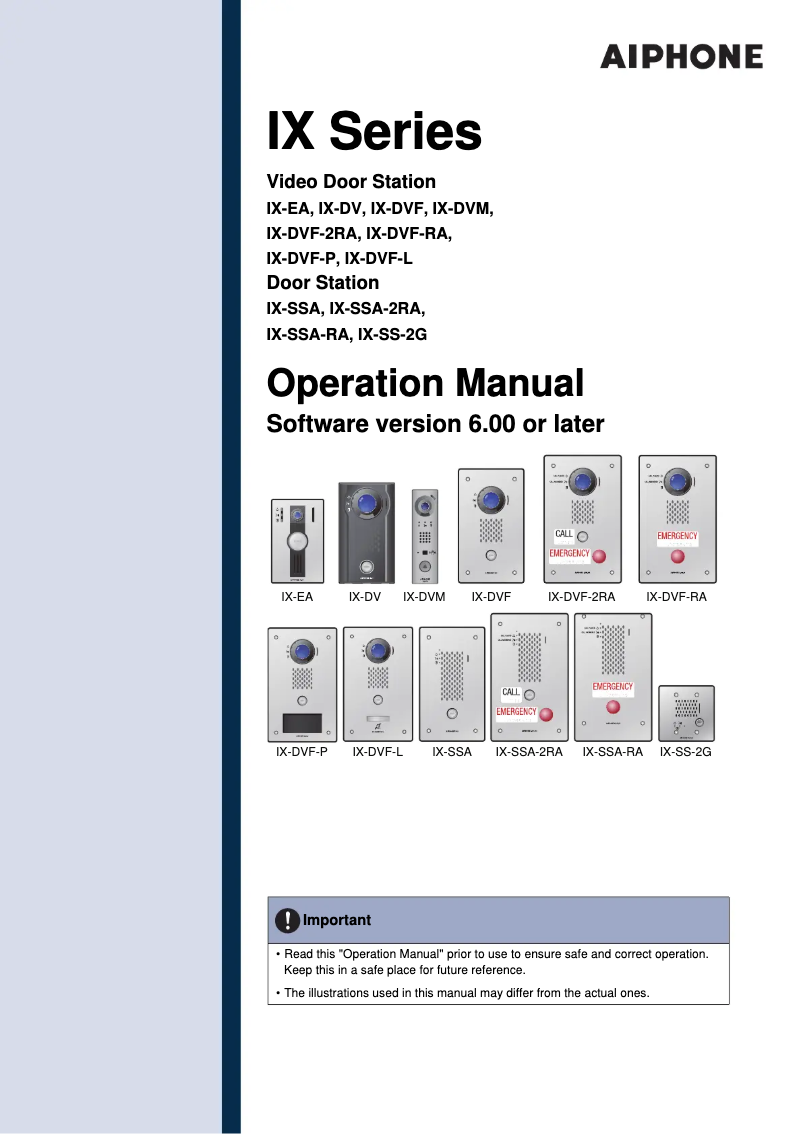 Page n°1 - Manuel utilisateur Aiphone IX-DV