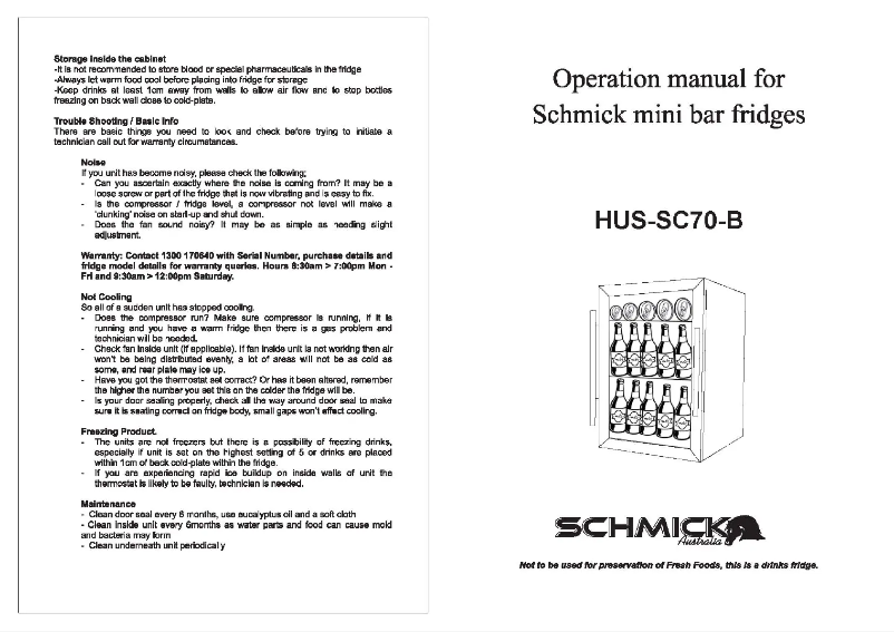 Image de la première page du manuel de l'appareil HUS-SC70-B