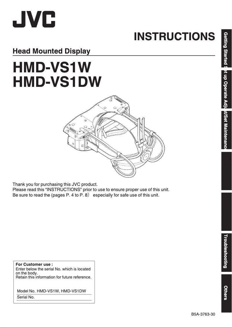 Page n°1 - Manuel utilisateur JVC HMD-VS1W