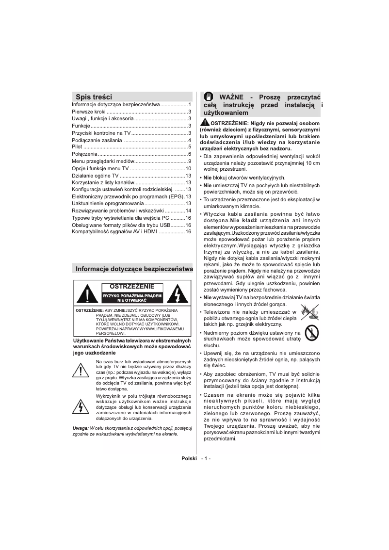 Page 1 de la notice Manuel utilisateur Orion TV40FBT167D