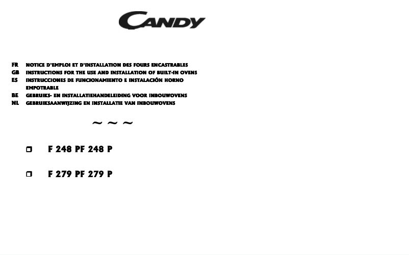 Page 1 de la notice Manuel utilisateur Candy FO F 279 PN