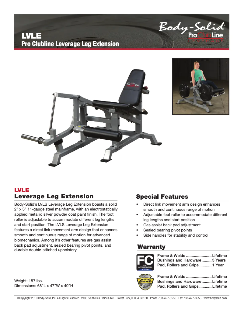 Page n°1 - Fiche technique Body-Solid LVLE