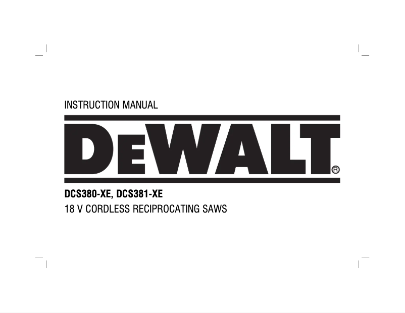 Page 1 de la notice Manuel utilisateur DeWalt DCS381-XE