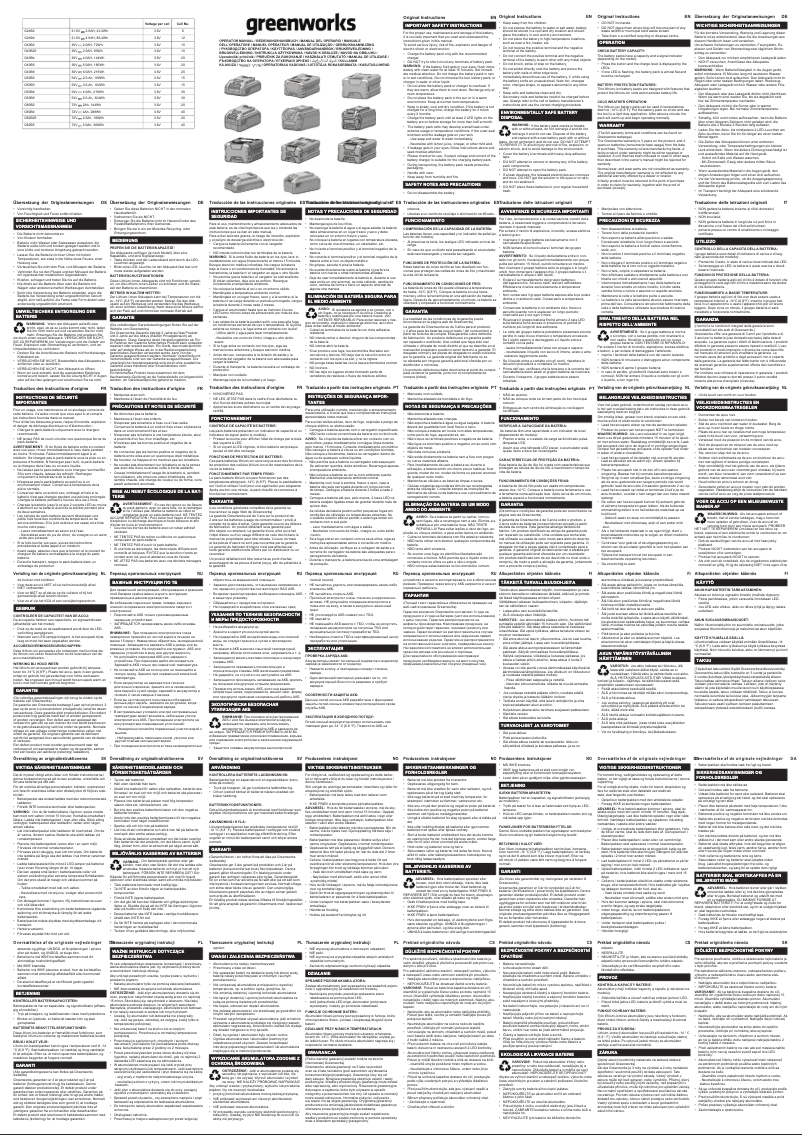 Page 1 de la notice Manuel utilisateur Greenworks G24B4