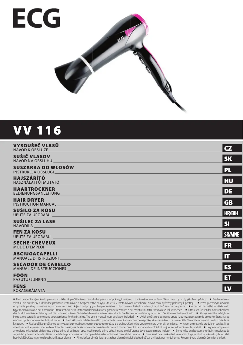 Page n°1 - Manuel utilisateur ECG VV 116