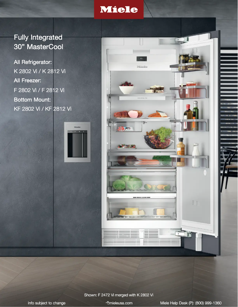 Page 1 de la notice Fiche technique Miele F 2812 Vi