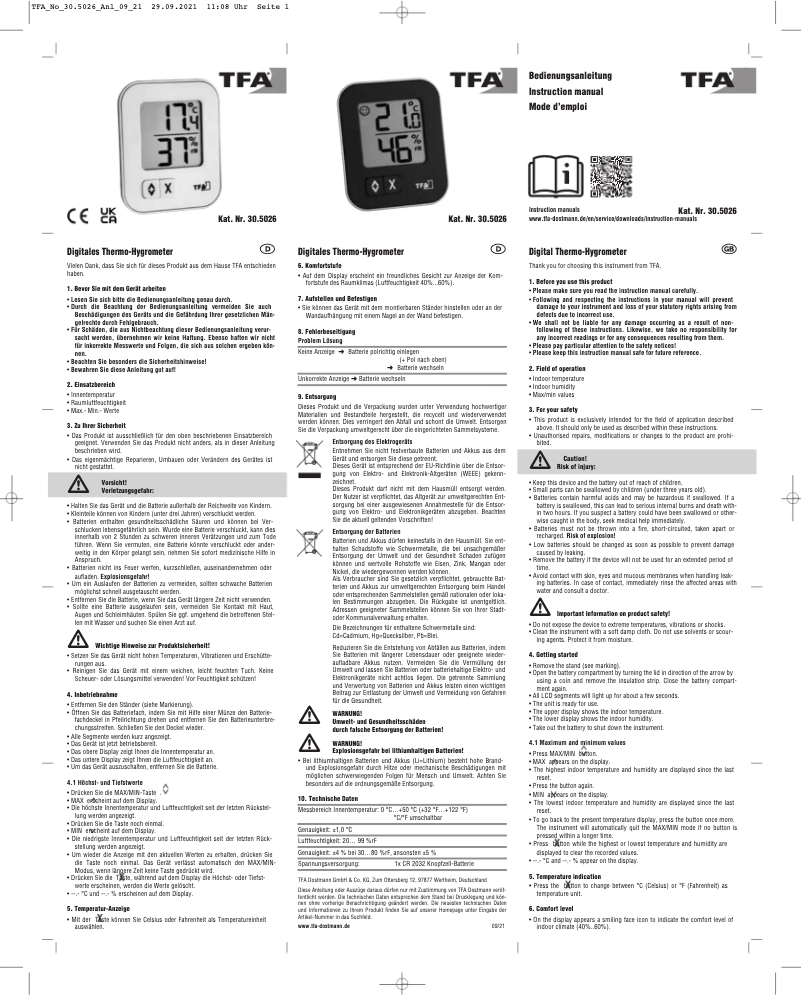 Image de la première page du manuel de l'appareil Moxx 30.5026.01