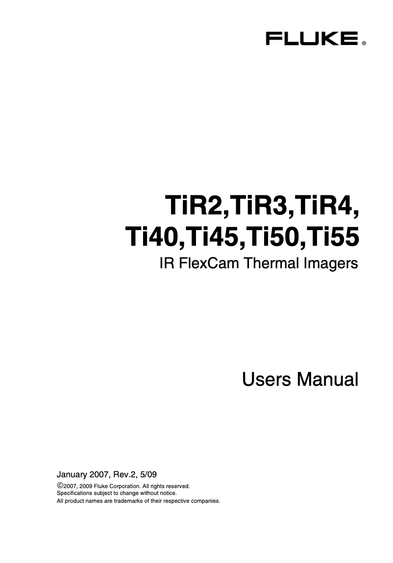 Page n°1 - Manuel utilisateur Fluke Ti40FT