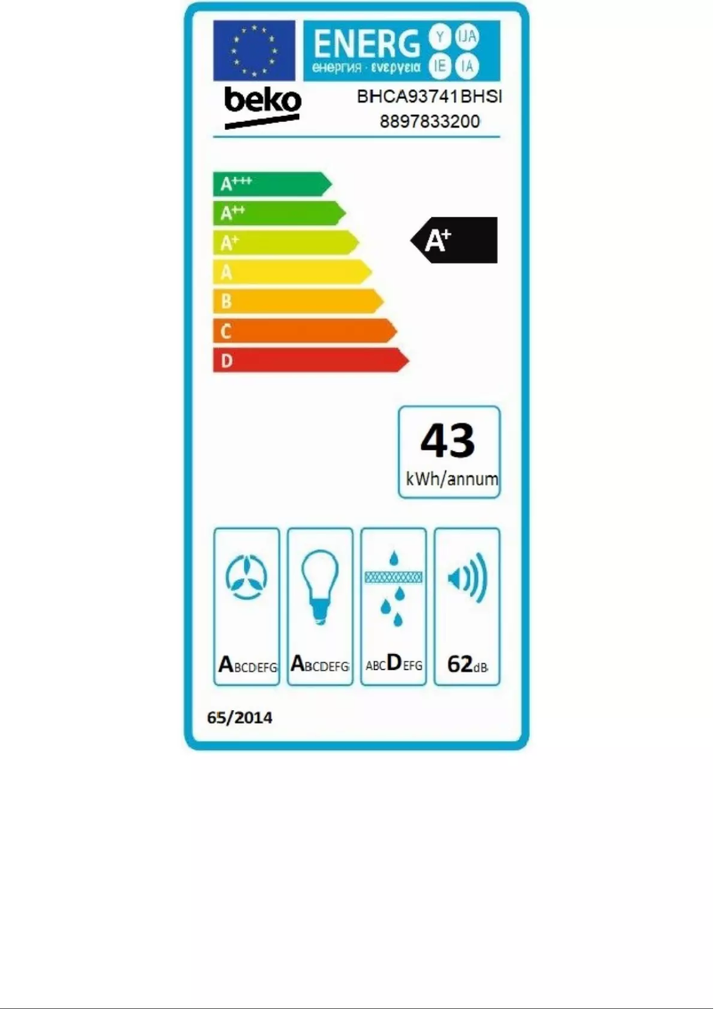 Page n°1 - Label énergétique Beko BHCA93741BHSI