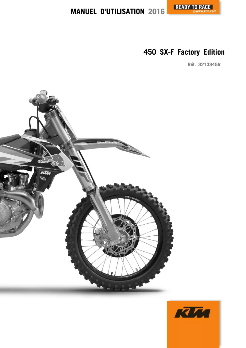 Image de la première page du manuel de l'appareil 450 SX-F Factory-Edition (2016)