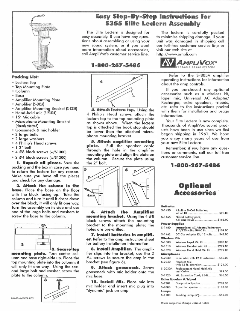 Page 1 de la notice Manuel utilisateur AmpliVox Elite s355