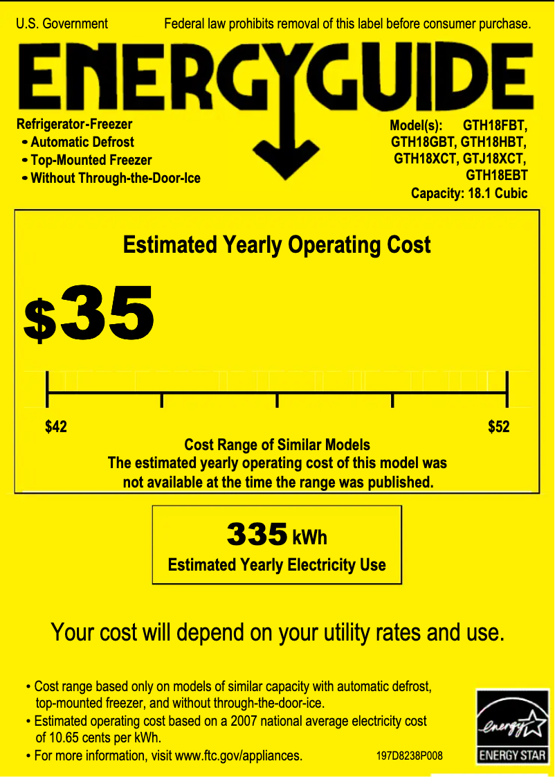 Image de la première page du manuel de l'appareil GTH18XCTWW