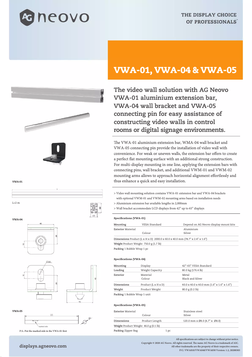 Image de la première page du manuel de l'appareil VWA-01
