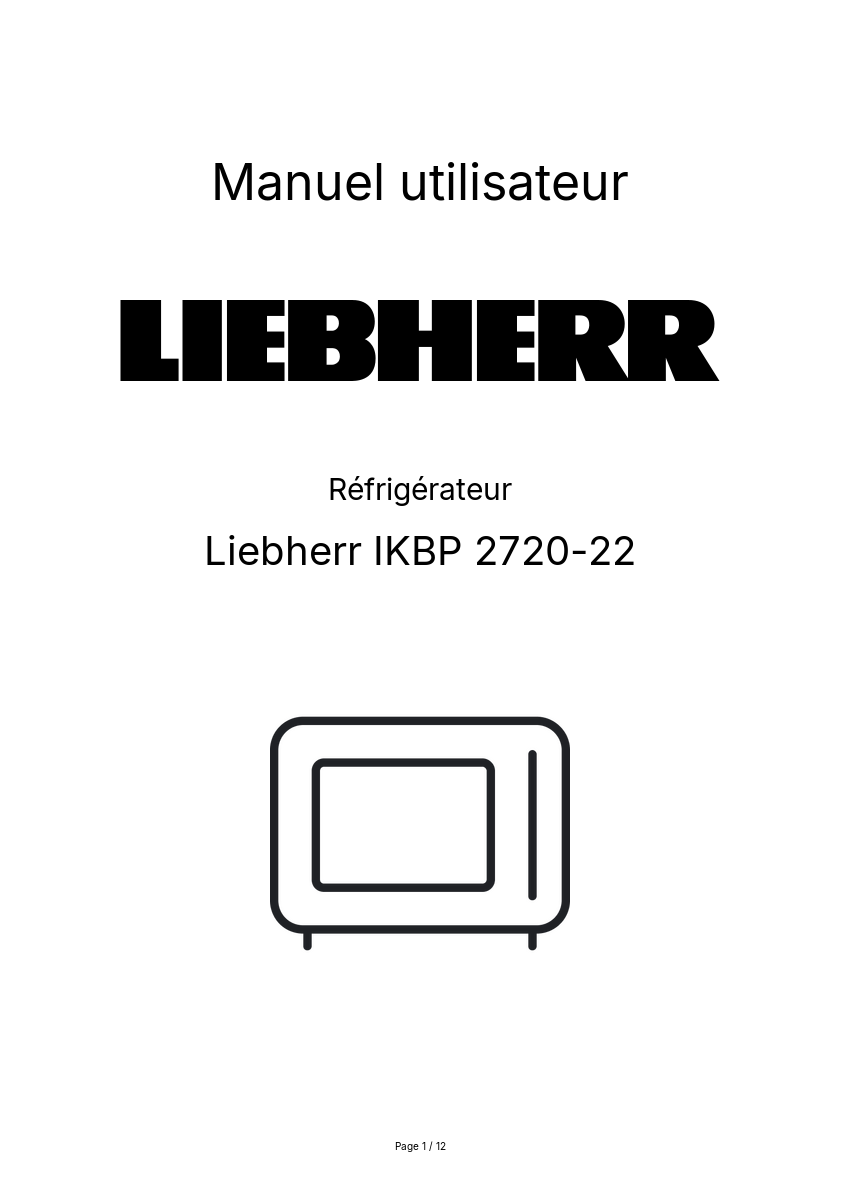 Page n°1 - Manuel utilisateur Liebherr IKBP 2720-22
