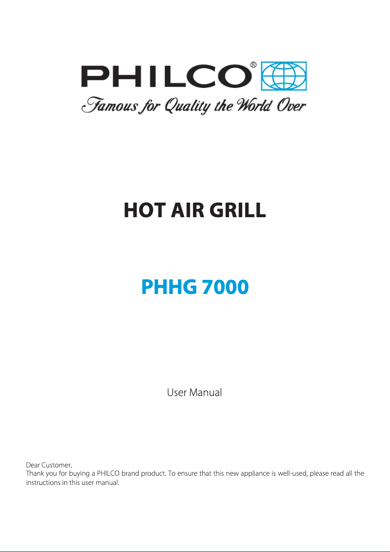 Page n°1 - Manuel utilisateur Philco PHHG 7000